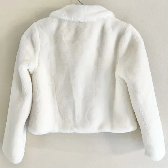 Gymboree Cream White Faux Fur Shrug Size 7/8 M Coat Fancy Dressed Up Jacket - Picture 3 of 8